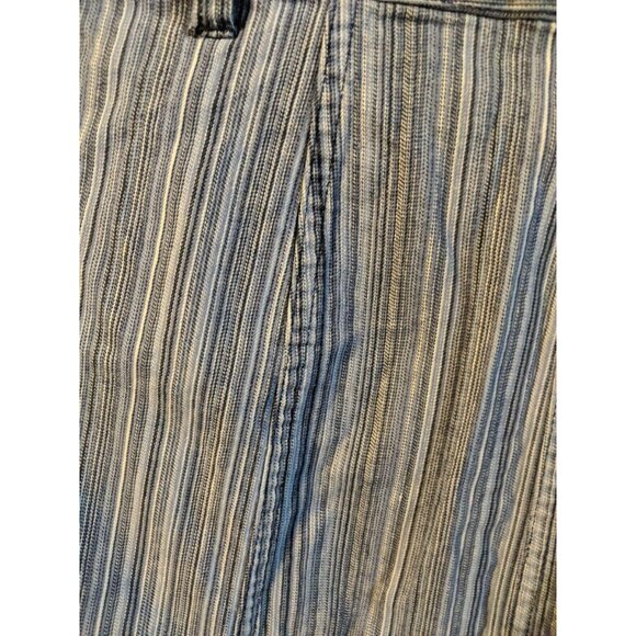 CJ Banks Denim Skirt Sz 8 Blue White Striped Jean Pinstriped Christopher Modest - Picture 2 of 6
